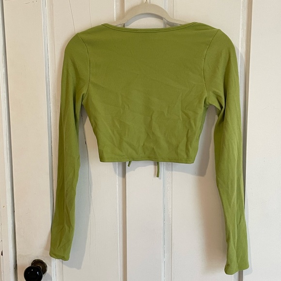 Green Ribbed Crop Top - Picture 5 of 5